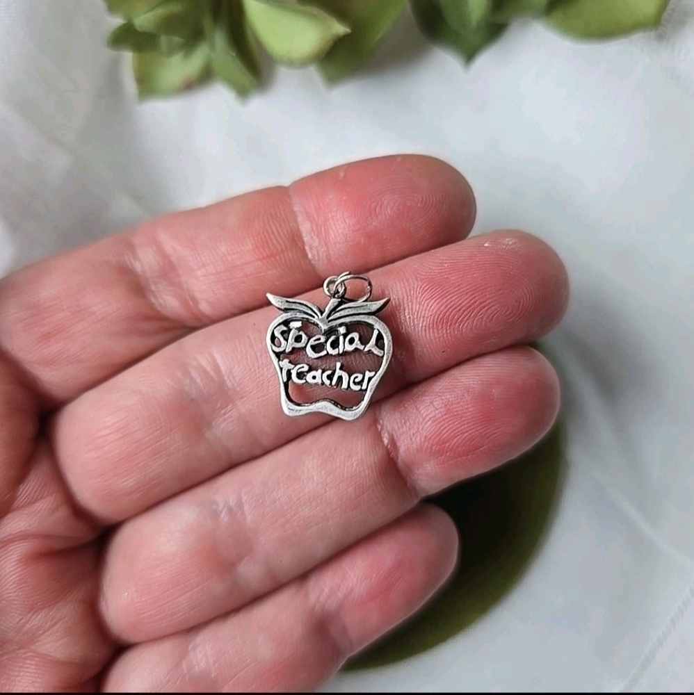 Vintage Sterling Silver Special Teacher Apple Charm .925
